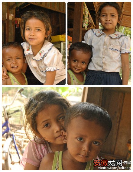 又是迷路，走到一个农村小摊，买了一个西瓜，人民币1.8元。小孩很可爱，柬埔寨的孩子，男孩像小萝卜头，女孩像西方小萝莉。