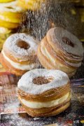 a half-croissant,half-doughnut hybrid Cronut:a croissant-doughnut pastry ☆☆☆☆☆牛角面包与甜甜圈的完美结